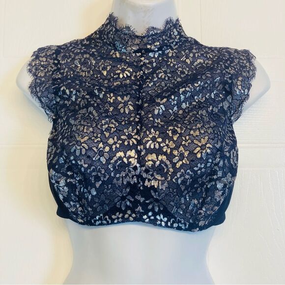 Victoria’s Secret High Neck Dream Angels Unlined Demi Bra Blue  Lace Sz 32DD NEW - Picture 3 of 12